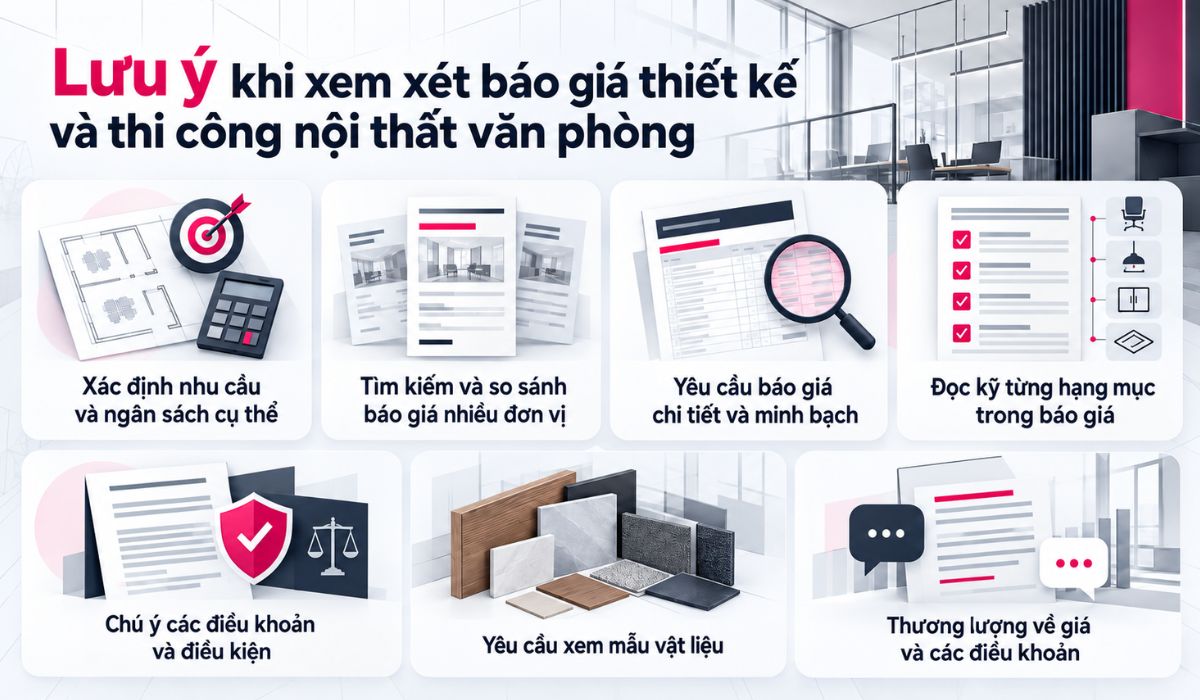 Lưu ý khi xem xét báo giá thiết kế và thi công nội thất văn phòng