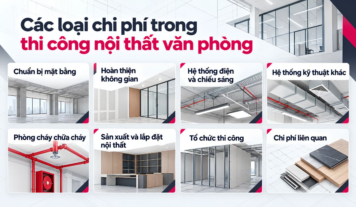 Các loại chi phí trong thi công nội thất văn phòng