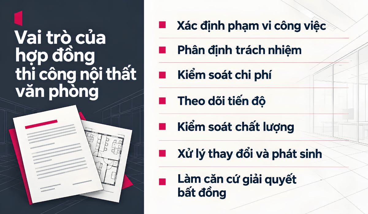 Vai trò của hợp đồng thi công nội thất văn phòng
