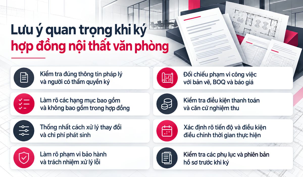 Lưu ý quan trọng khi ký hợp đồng nội thất văn phòng