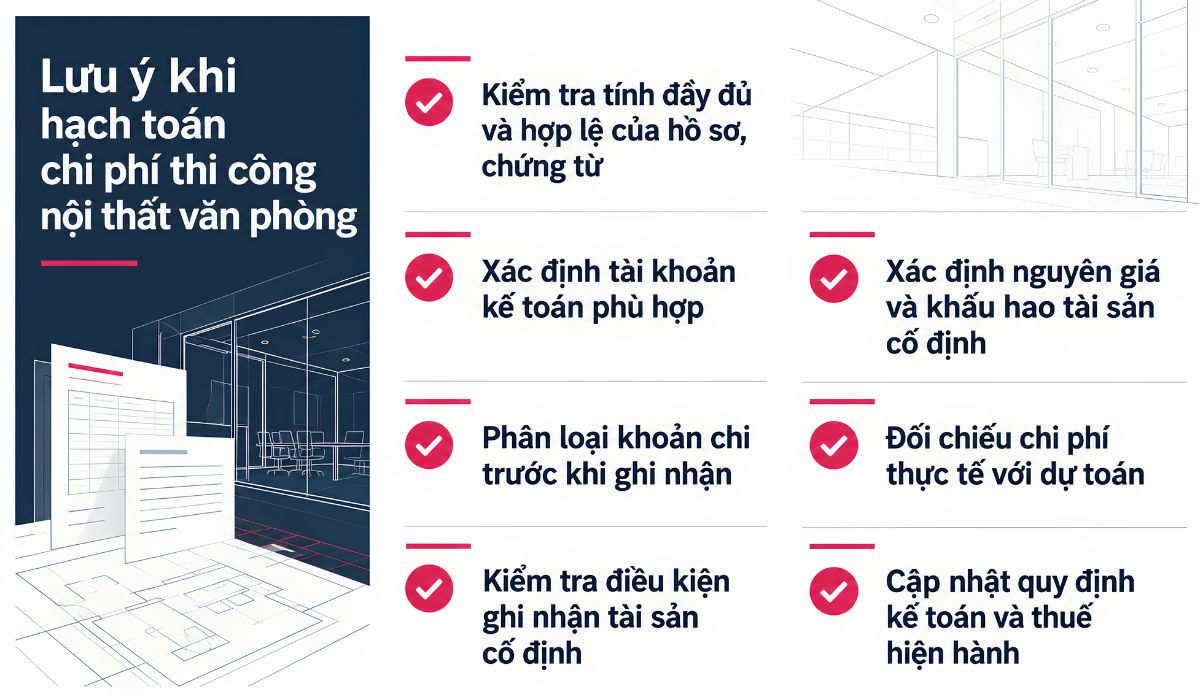 Lưu ý khi hạch toán chi phí thi công nội thất văn phòng