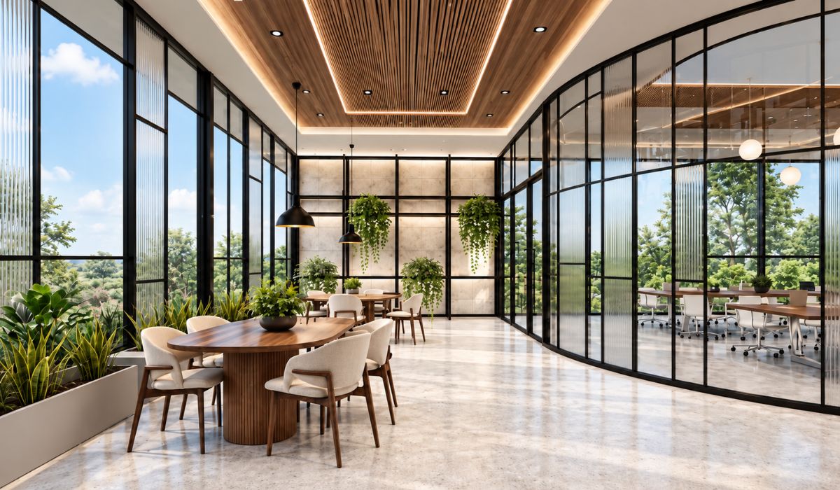 Văn phòng thiết kế hiện đại kết hợp trang trí cây xanh