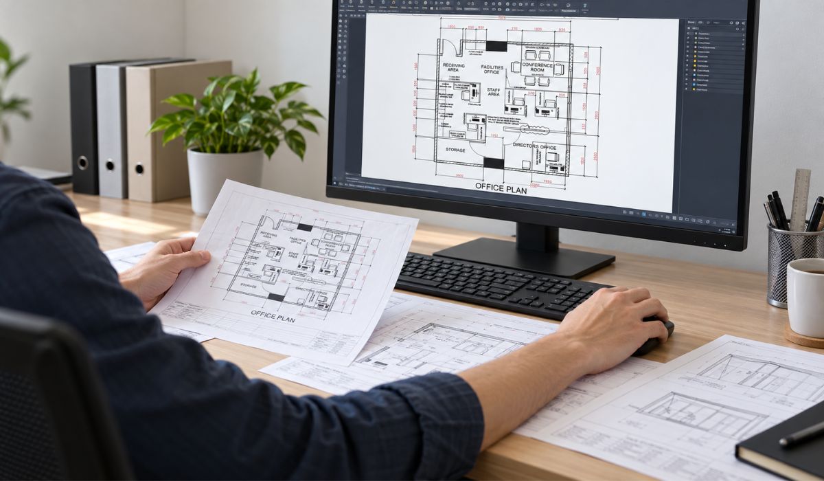 Xem xét bản vẽ thiết kế văn phòng