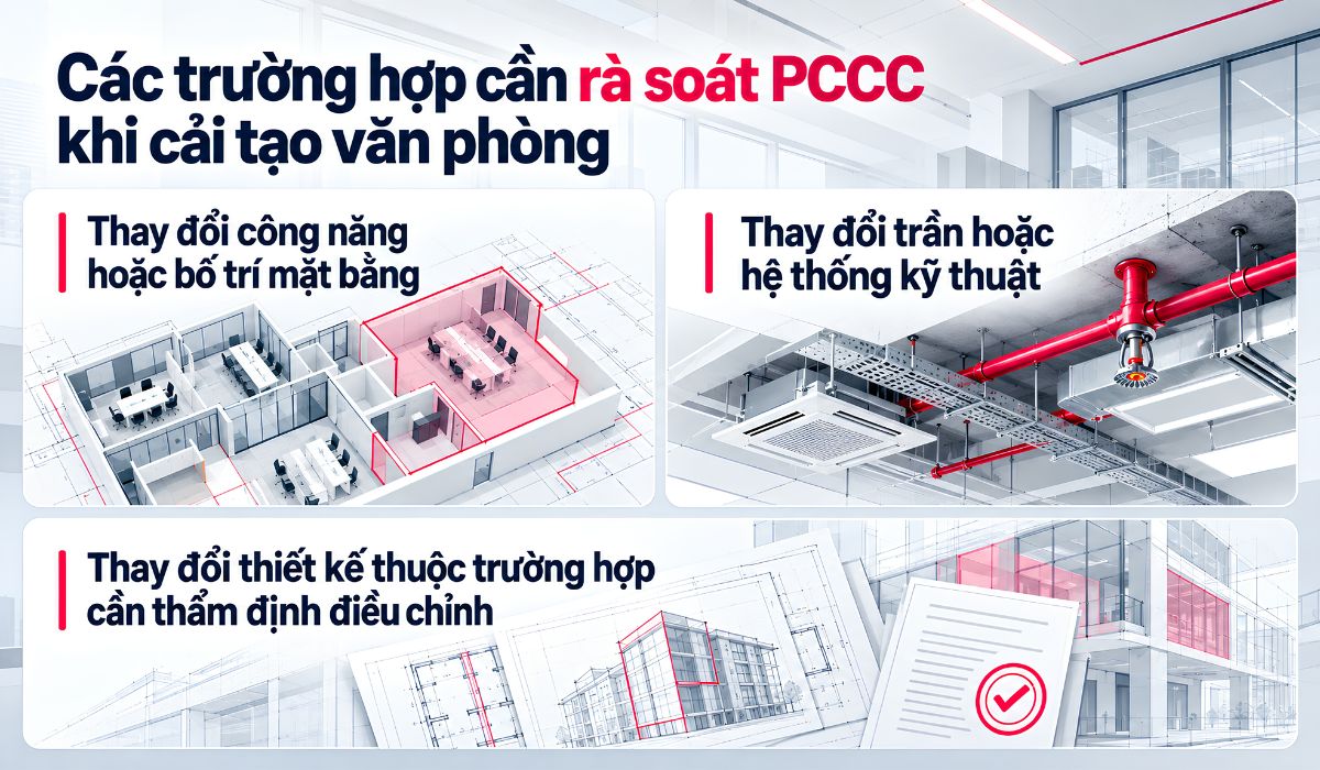 Các trường hợp cần rà soát PCCC khi cải tạo văn phòng