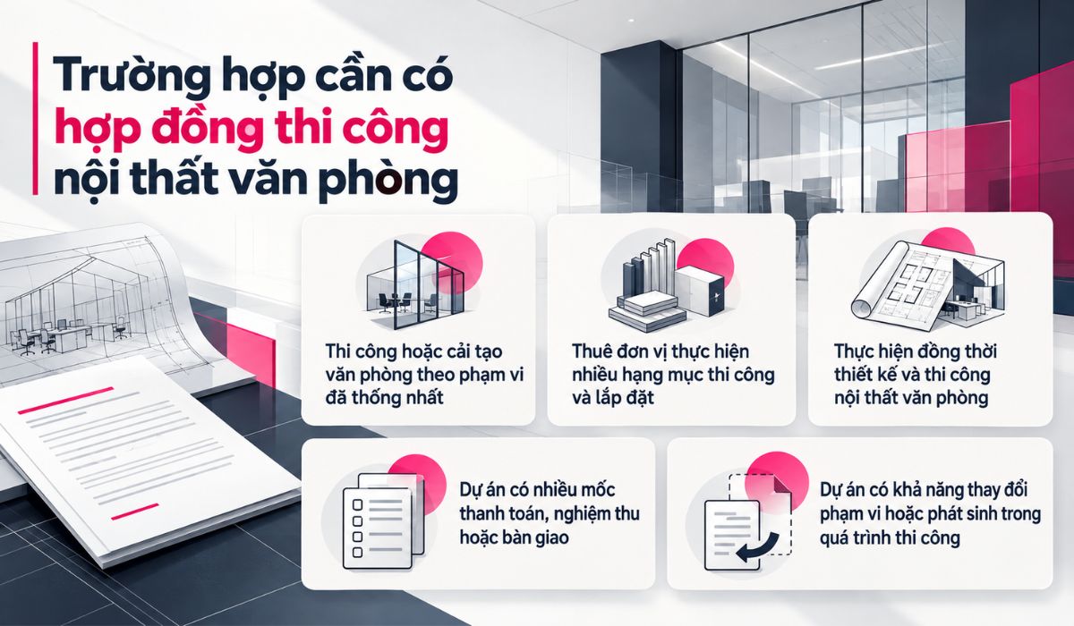 Trường hợp cần có hợp đồng thi công nội thất văn phòng