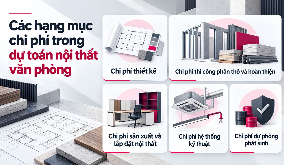 Các hạng mục chi phí trong dự toán nội thất văn phòng