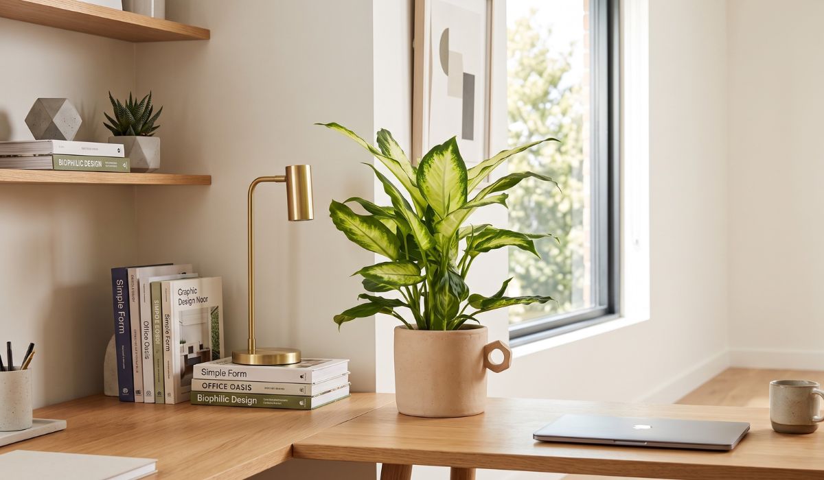 Cây Vạn Lộc được đặt trên bàn làm việc