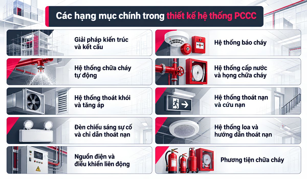 Các hạng mục chính trong thiết kế hệ thống PCCC