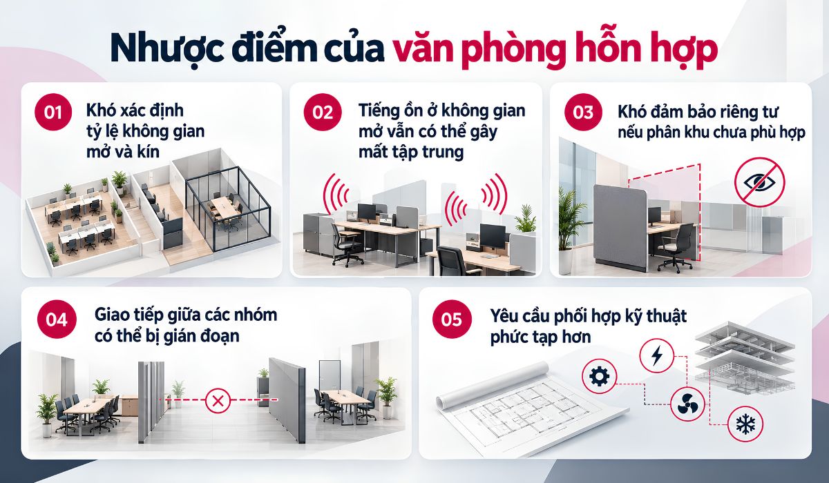 Nhược điểm của văn phòng hỗn hợp
