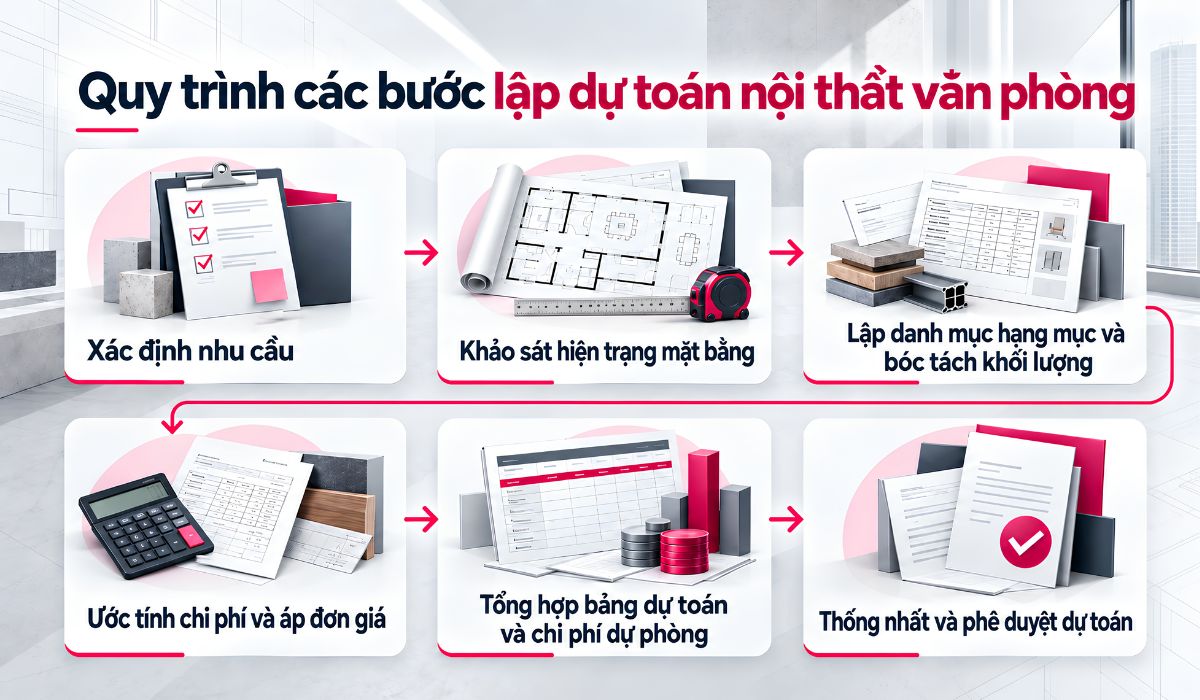 Quy trình các bước lập dự toán nội thất văn phòng
