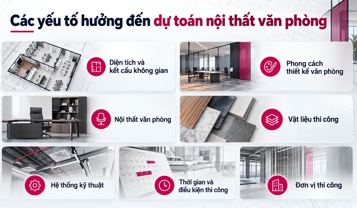 Các yếu tố ảnh hưởng đến dự toán nội thất văn phòng