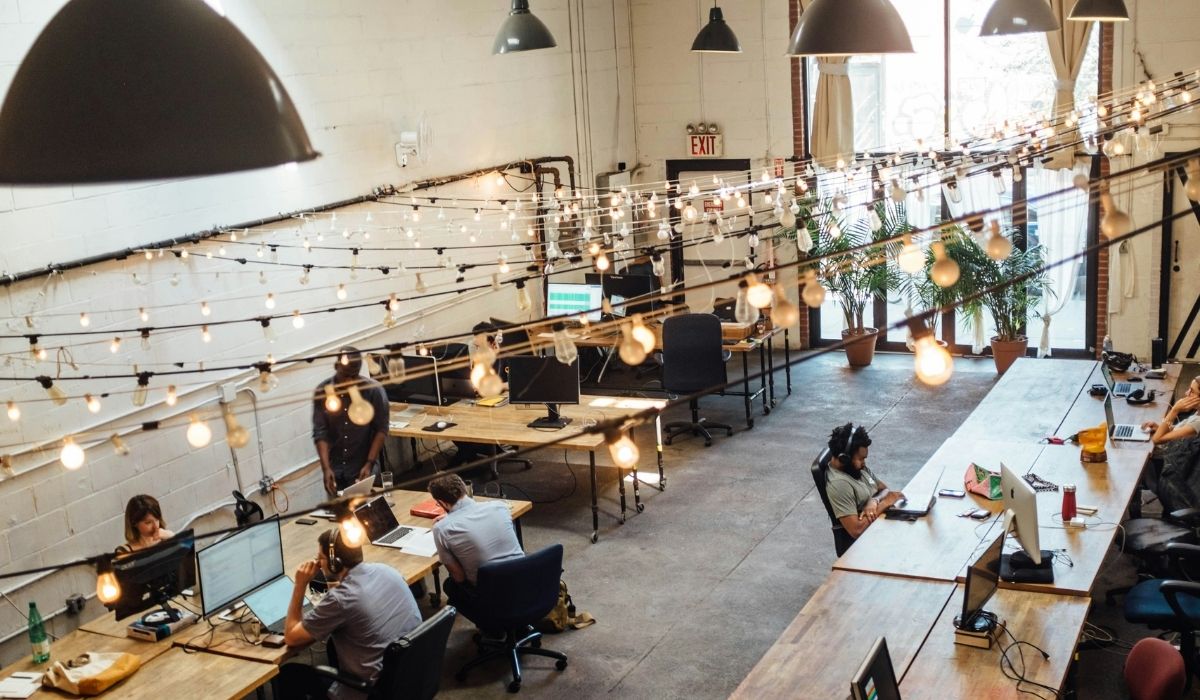 Các nhân viên làm việc tại coworking space
