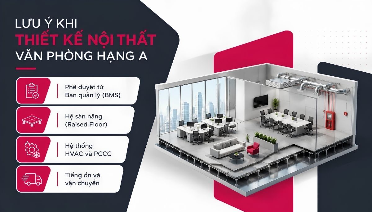 Lưu ý khi thiết kế nôi thất văn phòng hạng A