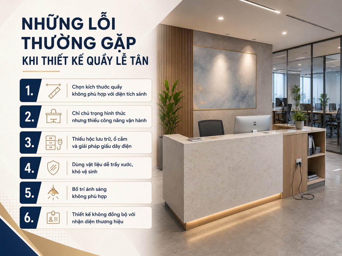 Những lỗi thường gặp khi thiết kế quầy lễ tân