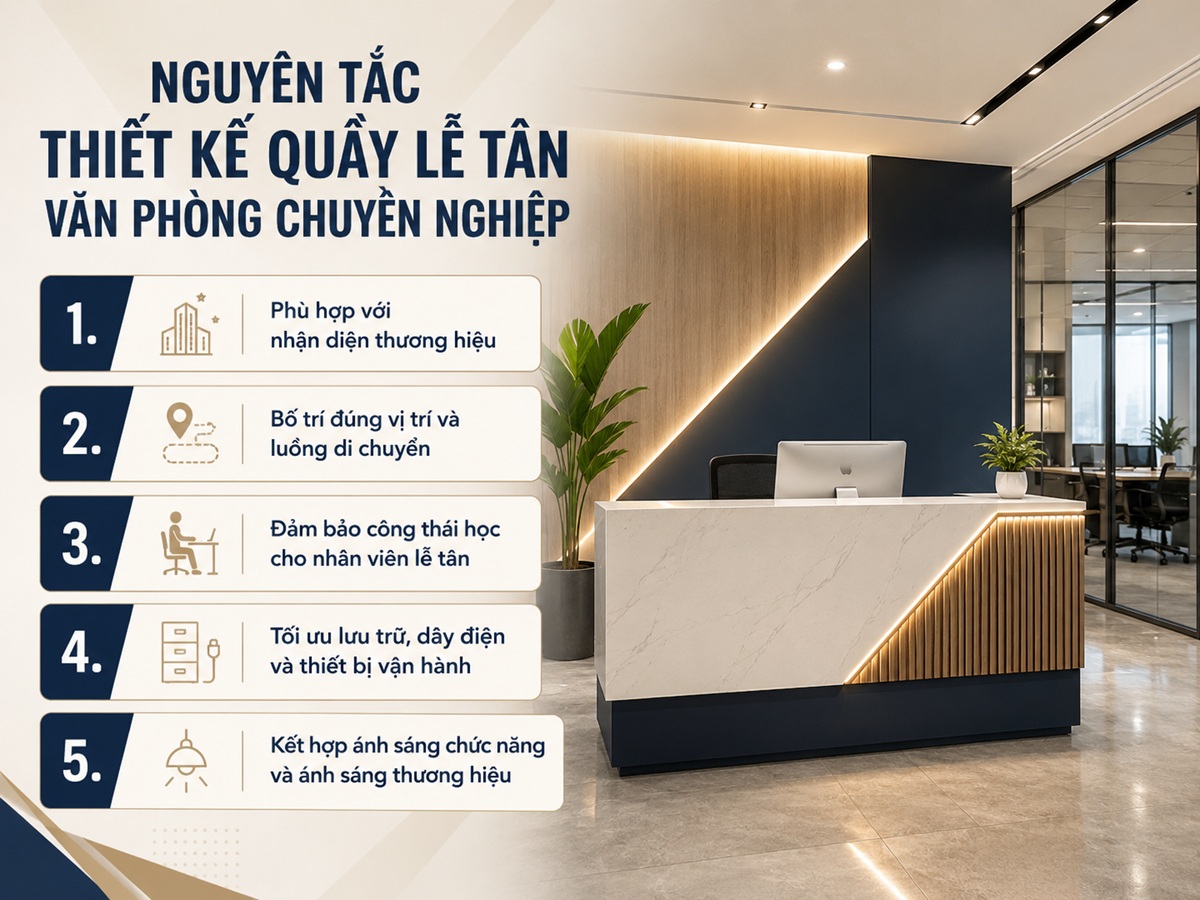 Nguyên tắc thiết kế quầy lễ tân văn phòng chuyên nghiệp