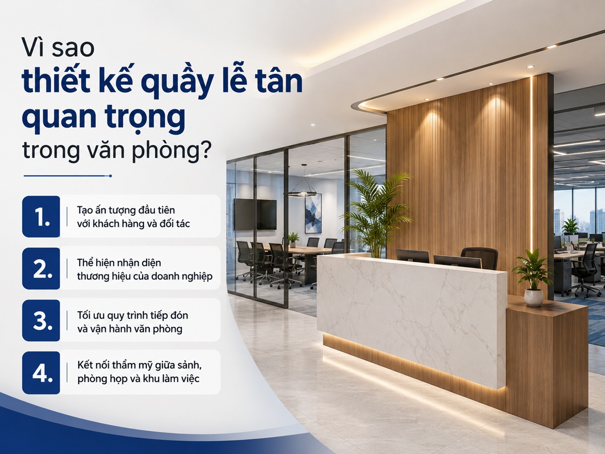 Vì sao thiết kế quầy lễ tân quan trọng trong văn phòng?