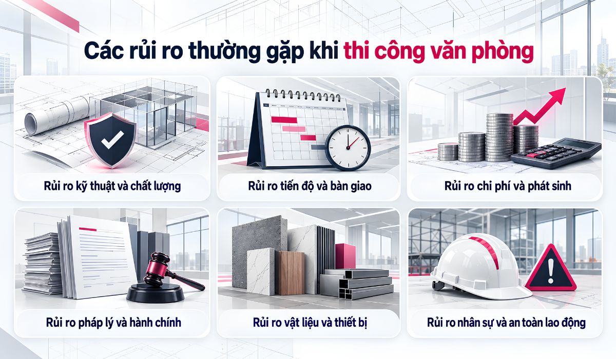Các rủi ro thường gặp khi thi công văn phòng