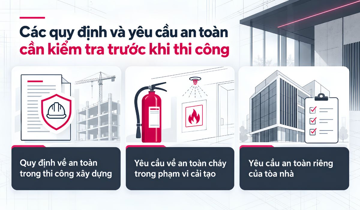Quy định và yêu cầu an toàn cần kiểm tra trước khi thi công văn phòng