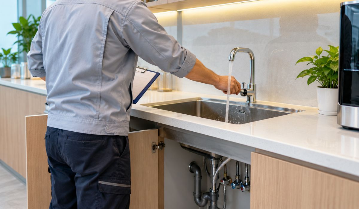 Kiểm tra hệ thống nước ở khu vực pantry