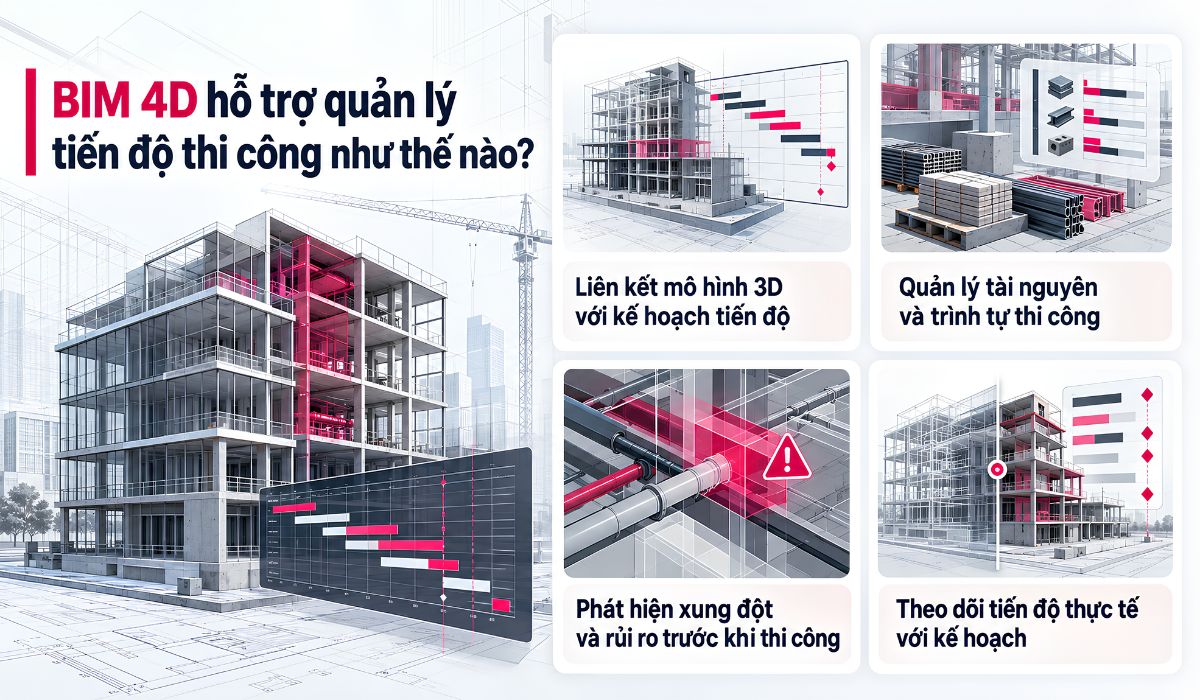BIM 4D hỗ trợ quản lý tiến độ thi công