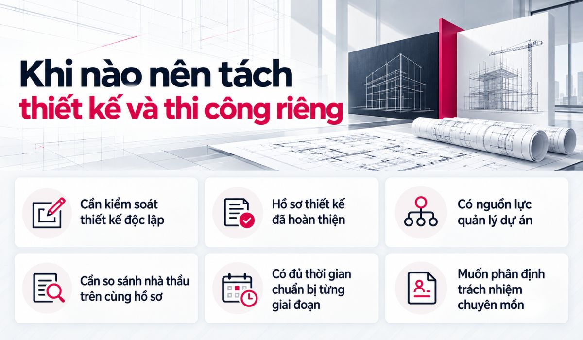 Trường hợp nên lựa chọn tách thiết kế và thi công riêng