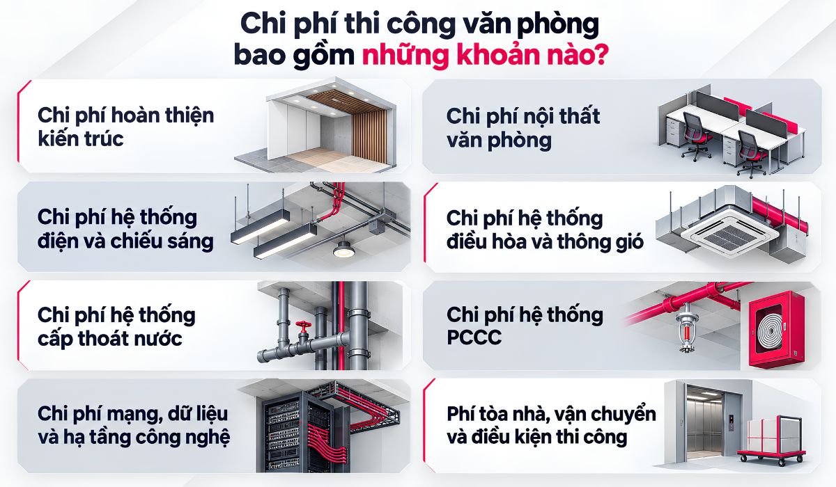 Các khoản chi phí thi công văn phòng