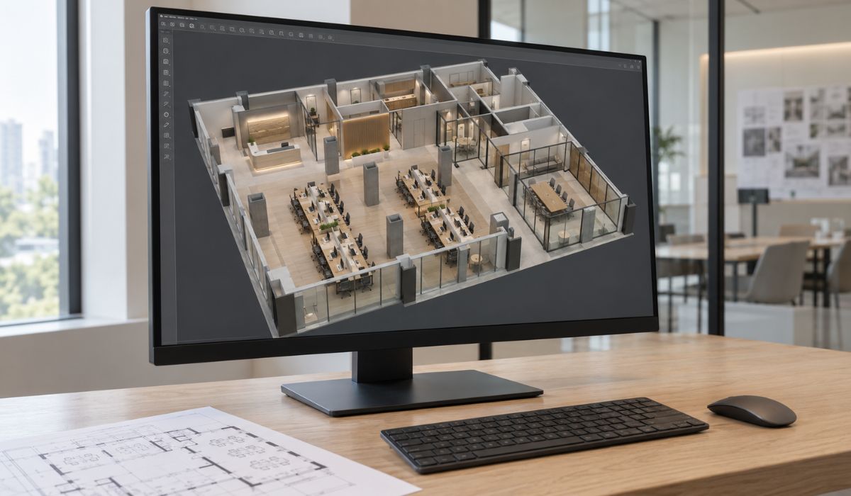 Thiết kế phối cảnh 3D cho văn phòng