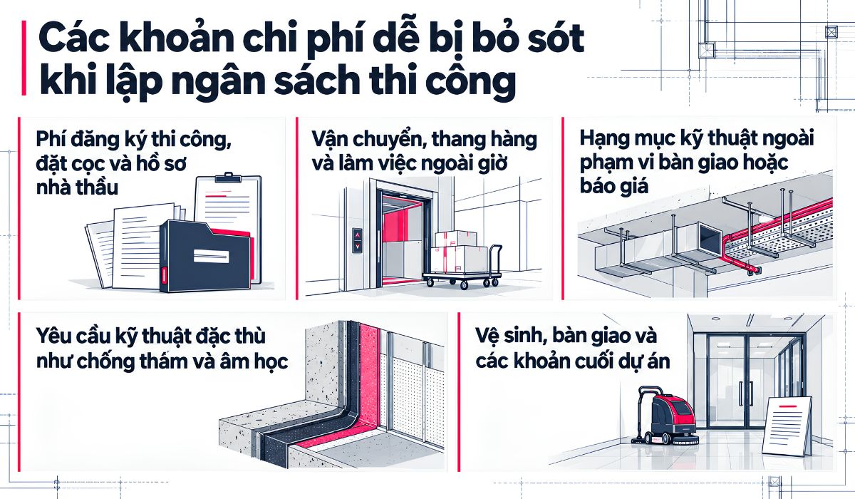 Các khoản chi phí thi công văn phòng dễ bị bỏ sót