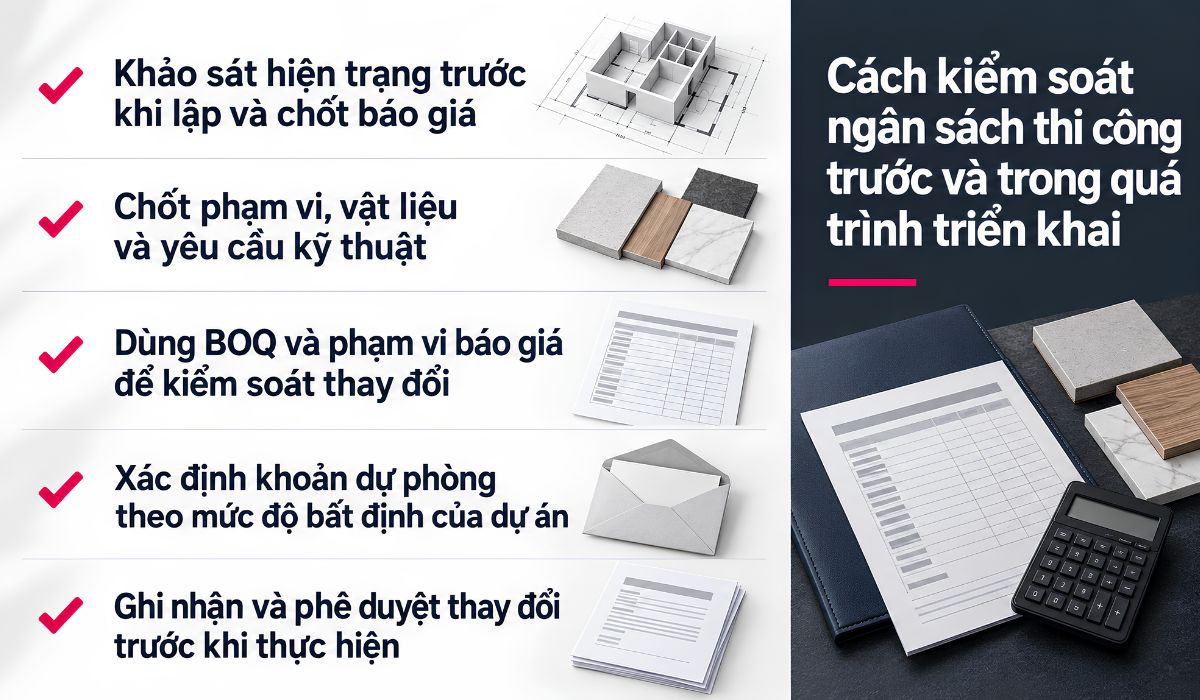 Cách kiểm soát chi phí thi công trước và trong quá trình triển khai