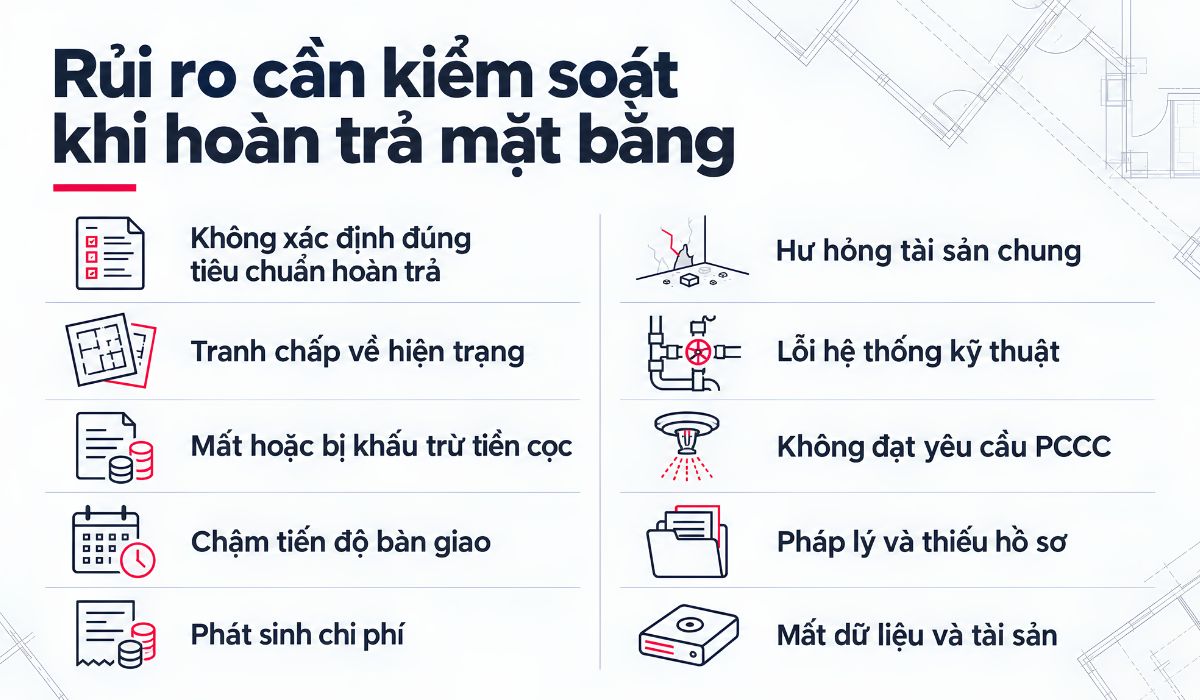Rủi ro cần kiểm soát khi hoàn trả mặt bằng