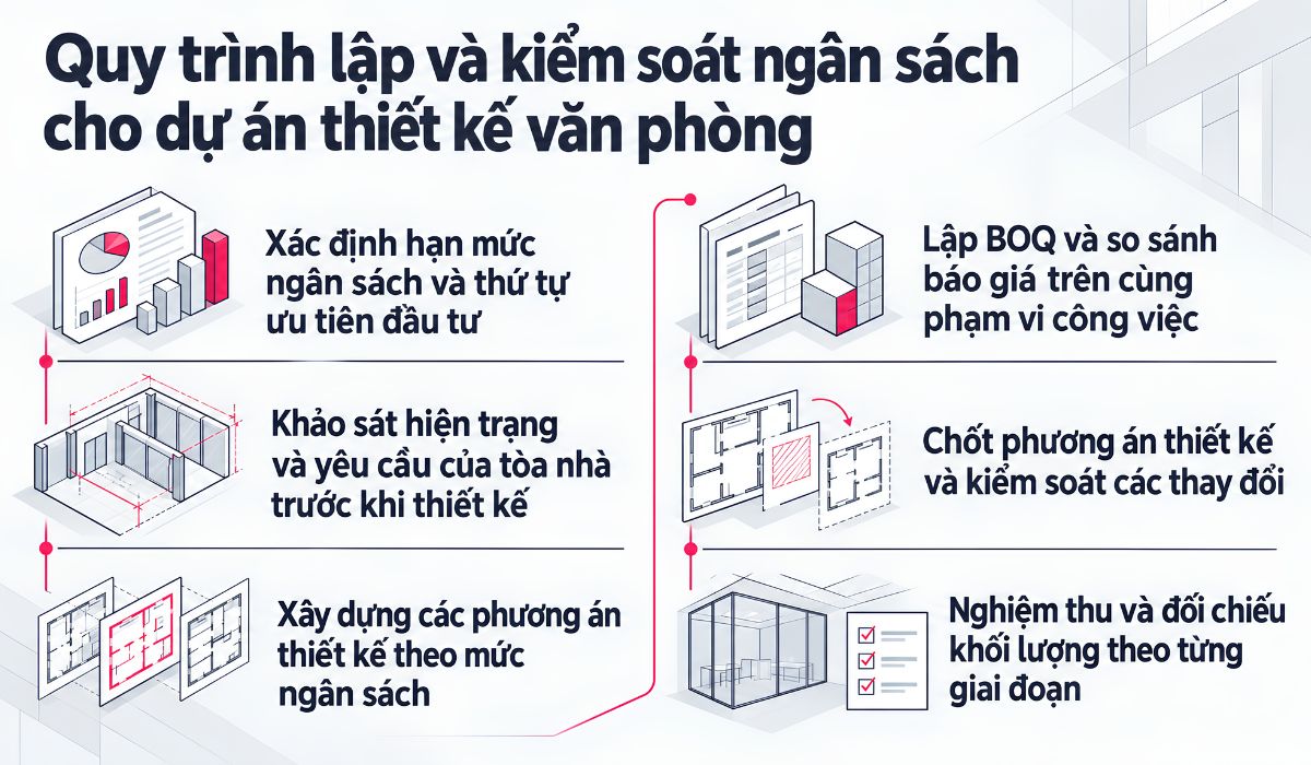 Quy trình lập và kiểm soát ngân sách thiết kế văn phòng