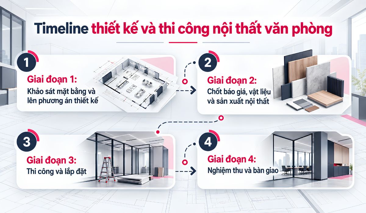 Timeline thiết kế và thi công nội thất văn phòng