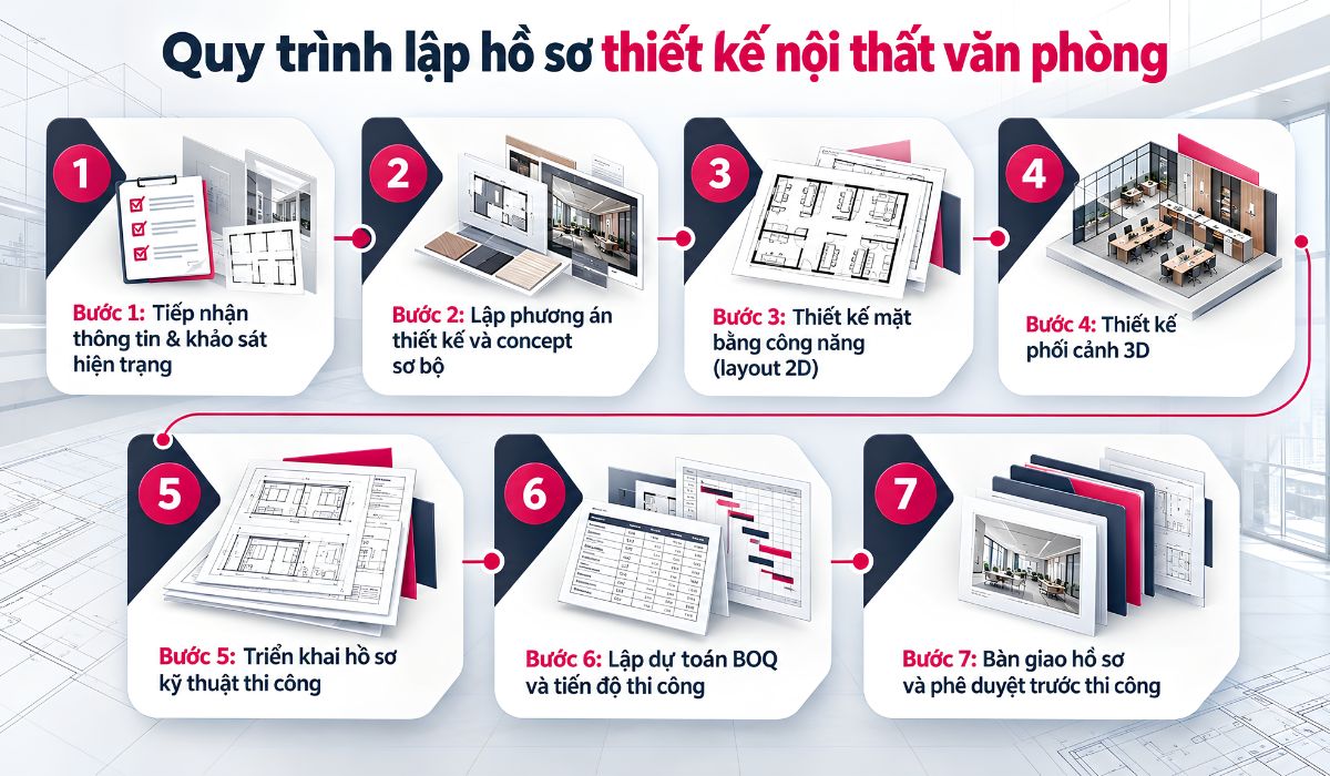 Quy trình lập hồ sơ thiết kế nội thất văn phòng