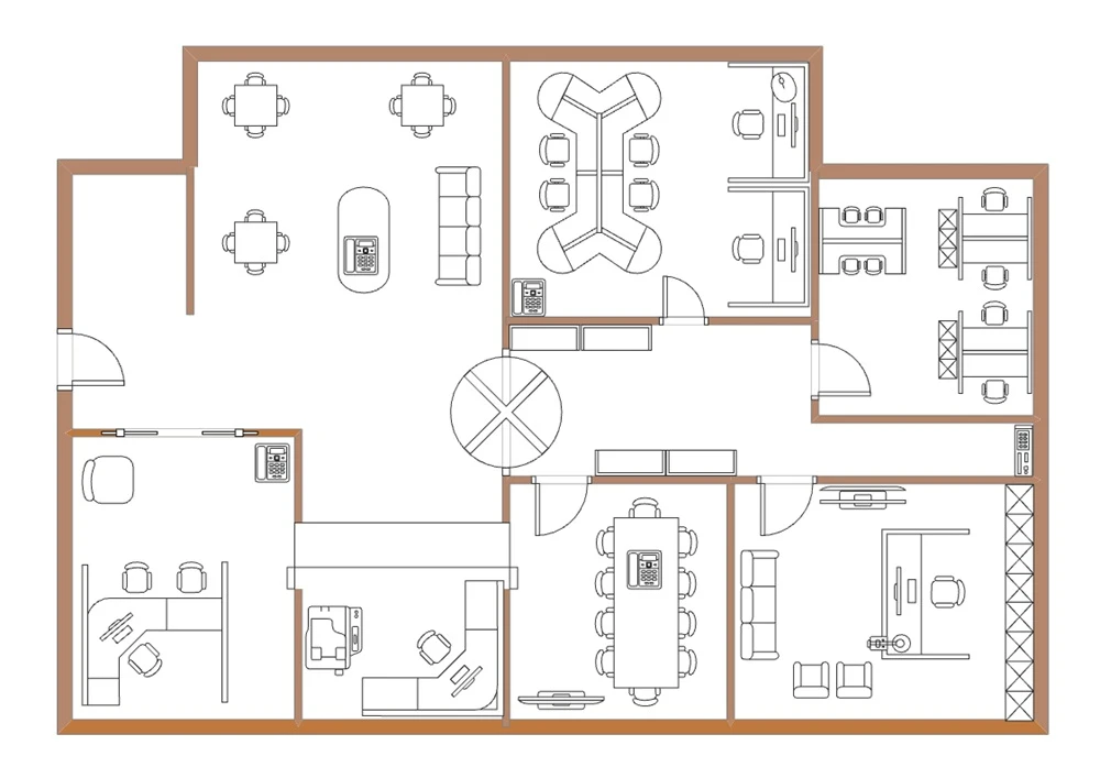 Minh họa bố trí mặt bằng văn phòng 2D từ trang dịch vụ Maison Interior